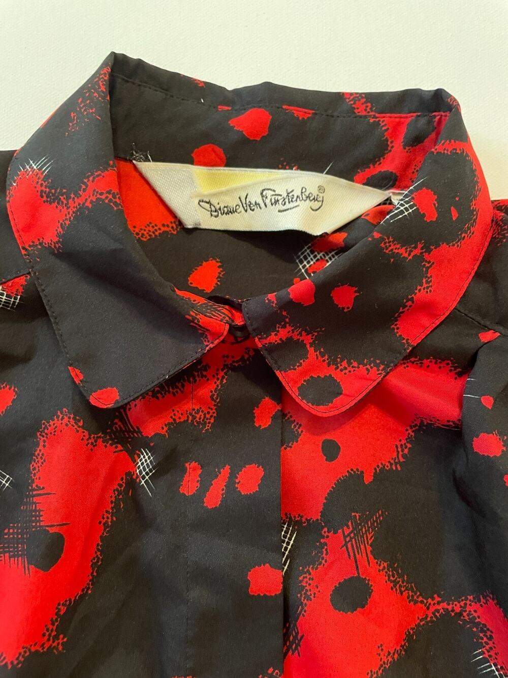 Vintage Diane Von Furstenberg Button Up Splatter Graffiti Retro Shirt Women's S